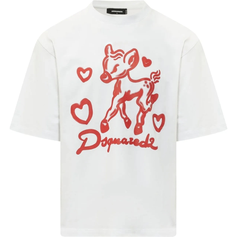 Dsquared2 T-shirt T-shirt Loose Fit con Grafica weiß