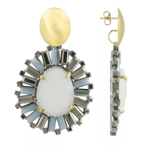 LOTT.gioielli CE SI Oval Flat Beads with Stone M  Silver/White Orecchino a goccia