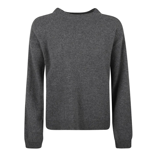 Federica Tosi Pullover Medium Grey Fine Knit Crew Neck Sweater Grey