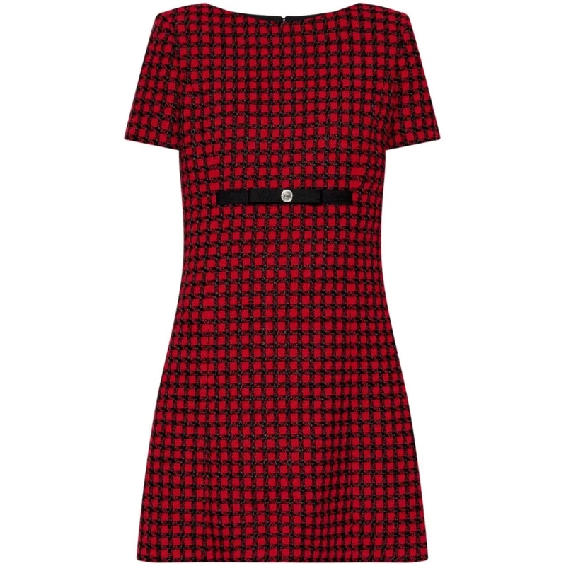 Versace Minikleid Black And Red Tweed Mini Dress Red