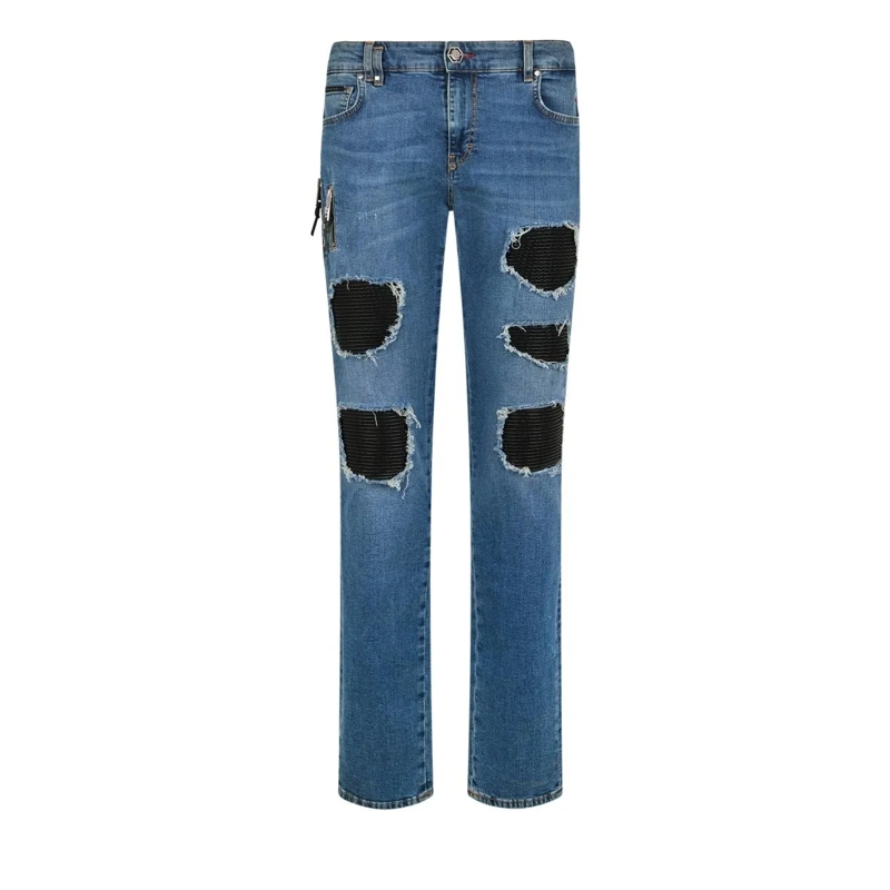 Philipp Plein Jeans mit geradem Bein Rockstar Fit Jeans Basic blau