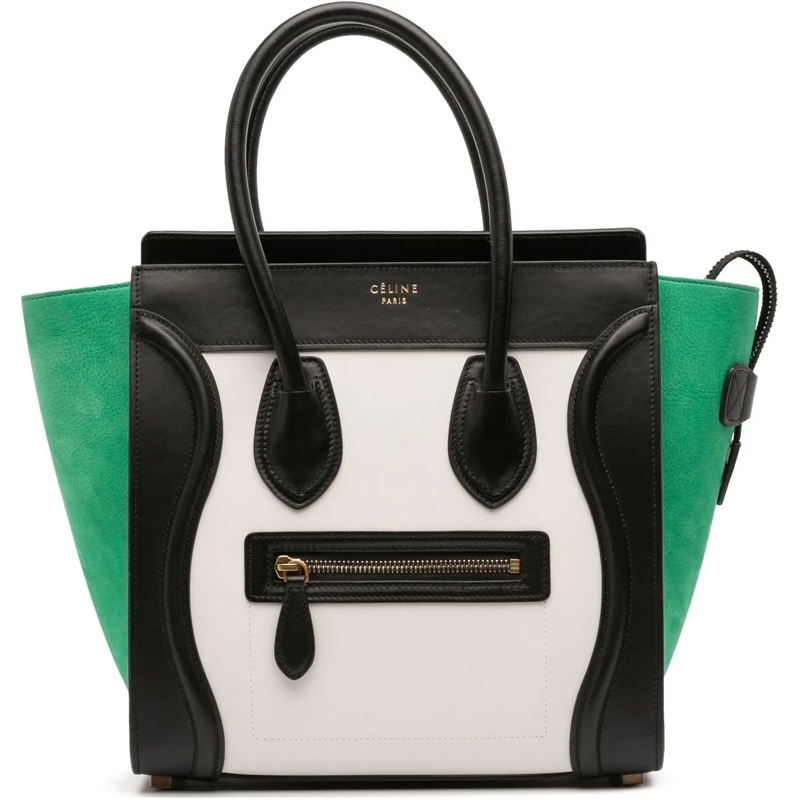 Celine Shopper Micro Tricolor Nubuck and Calfskin Luggage Tote weiß