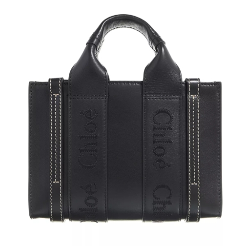 Chloé Woody Mini Tote Bag Calfskin Black Liten väska