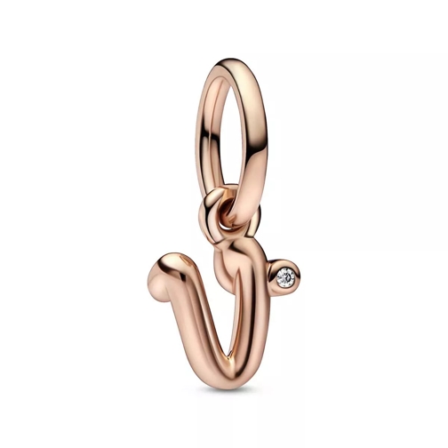 Pandora Letter v 14k rose gold-plated dangle with clear cu Clear Pendant