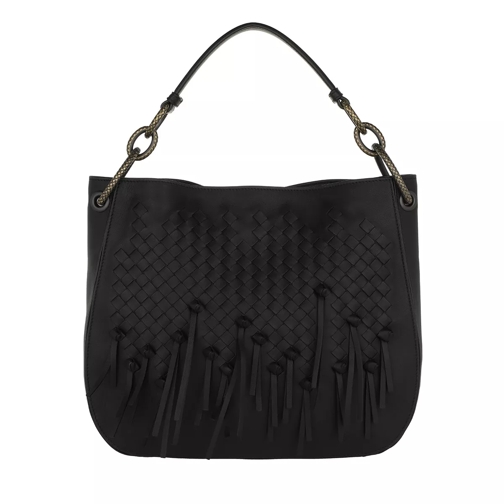 Bottega Veneta Intrecciato Loop Shoulder Bag Leather Black Hobo Bag