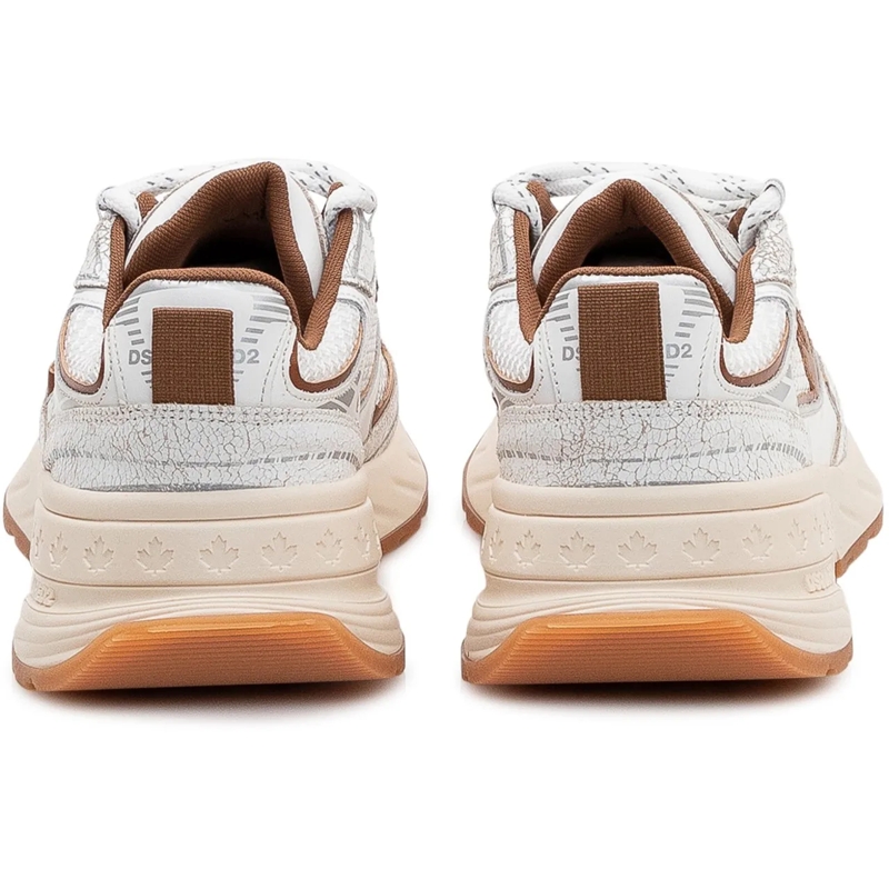 Dsquared2 Low-Top-Sneaker Sneaker Running in Pelle e Tessuto Effetto Crackle weiß(Image 3)