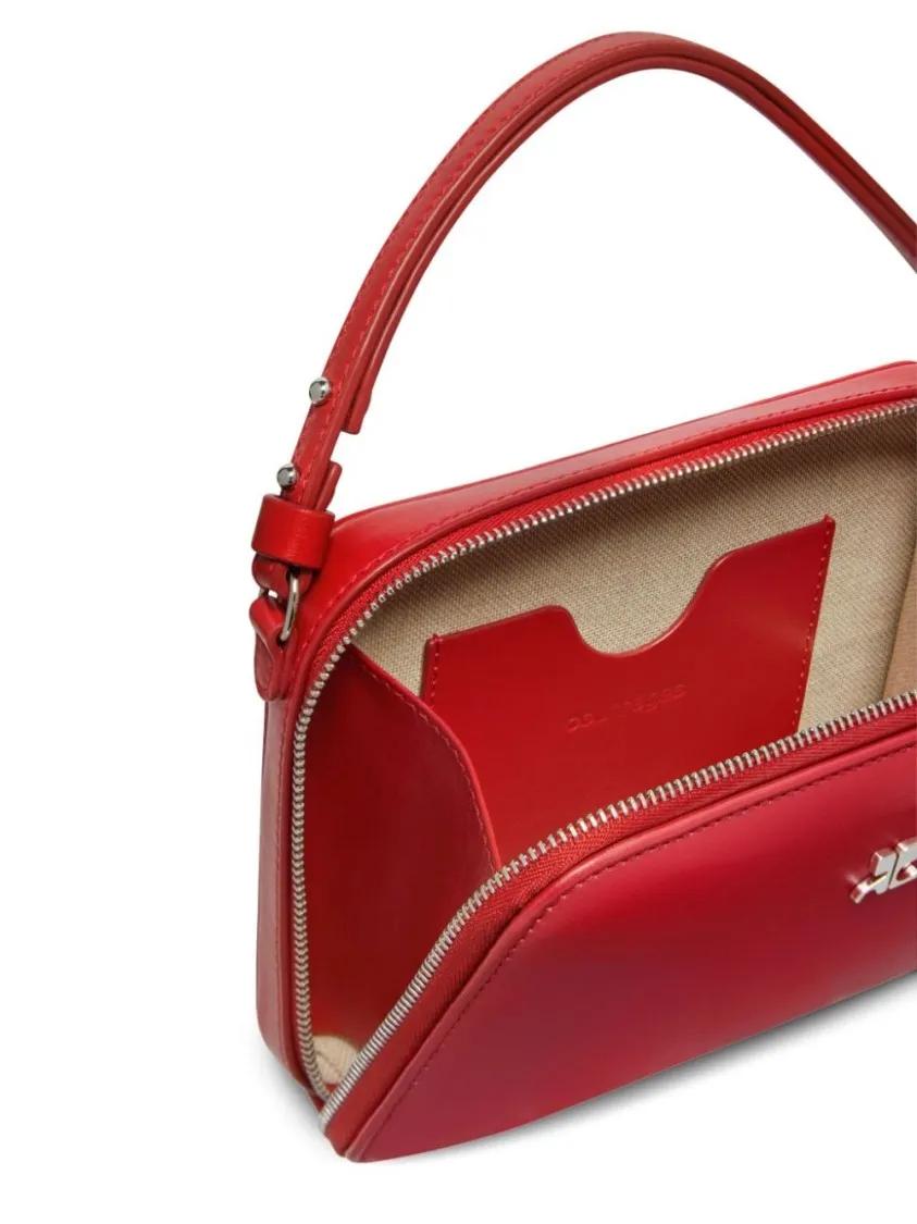 Thumbnail - Courrèges Hobo Bags - Ruby Red Calf Leather Shoulder Bag With Silver-Ton - Gr. unisize - in Rot - für Damen