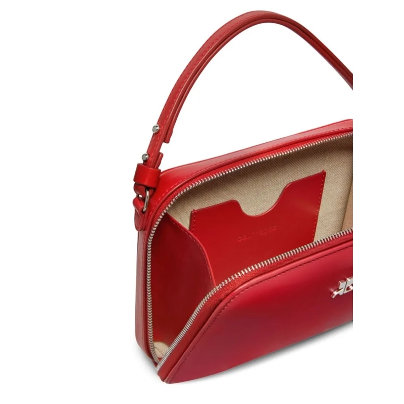 Courrèges Schultertasche Ruby Red Calf Leather Shoulder Bag With Silver-Ton Red (Image 5)