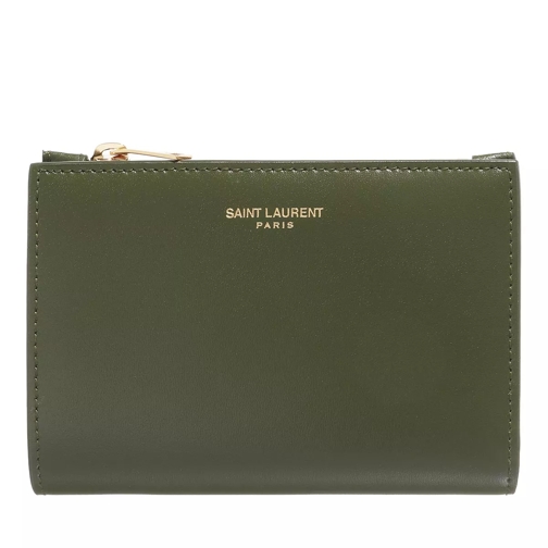 Saint Laurent Zip Wallet Leather  Dark Pine Bi-Fold Portemonnee