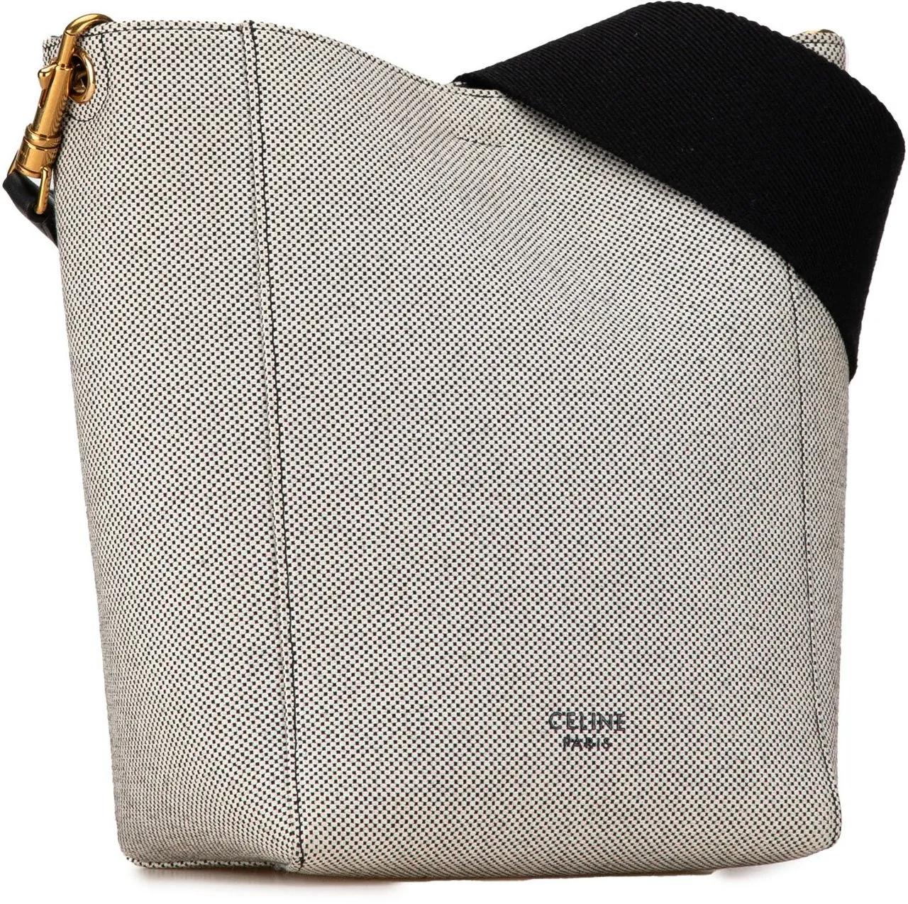 Celine Hobo bags 2019 Small Canvas Seau Sangle Bag in wit