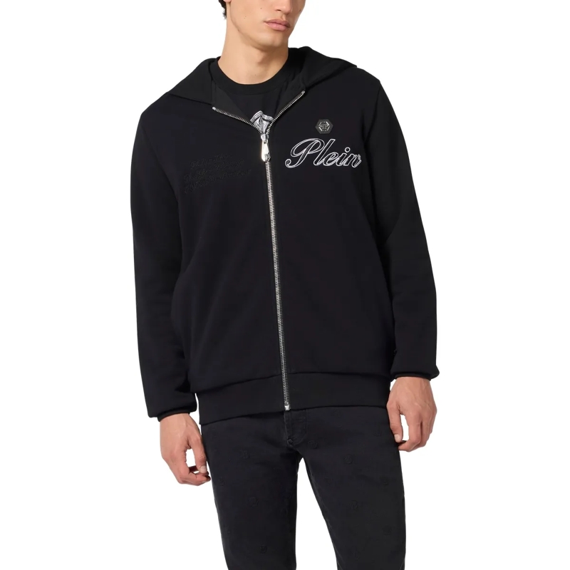 Philipp Plein Top Zip Hoodie Signature Embroidery schwarz(Image 3)