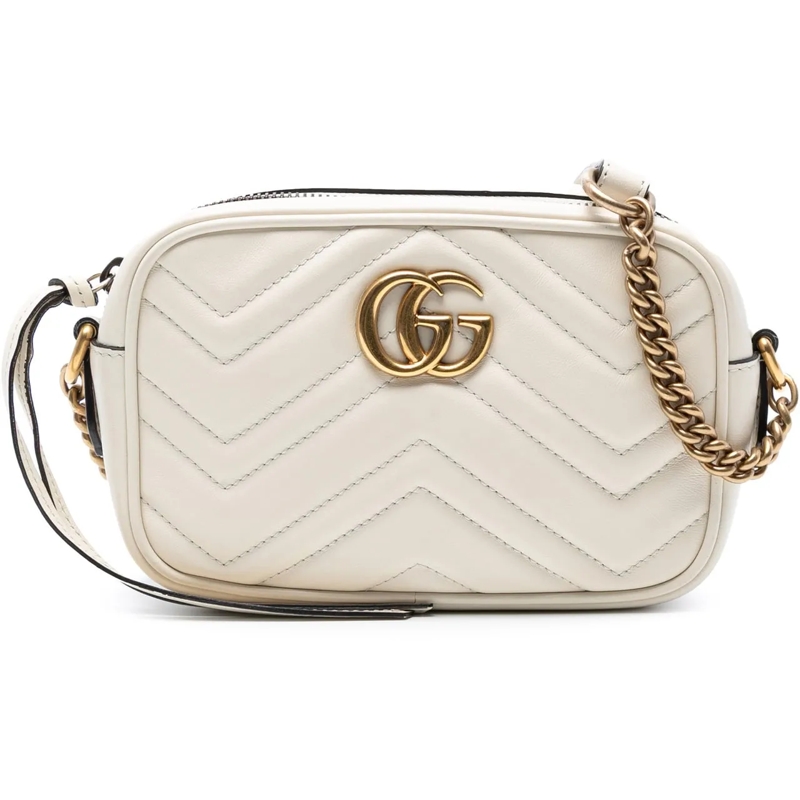 Gucci Schultertasche Mini GG Marmont Matelasse Leather Crossbody weiß