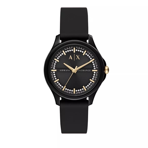 Armani Exchange Three-Hand Silicone Watch Black Quartz Horloge