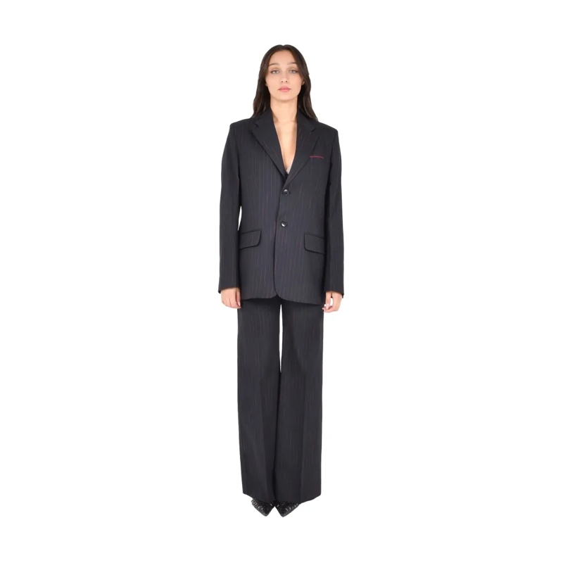 Victoria Beckham Pakcombinatie Navy Blue Suit With Pink Pinstripe Design Blue