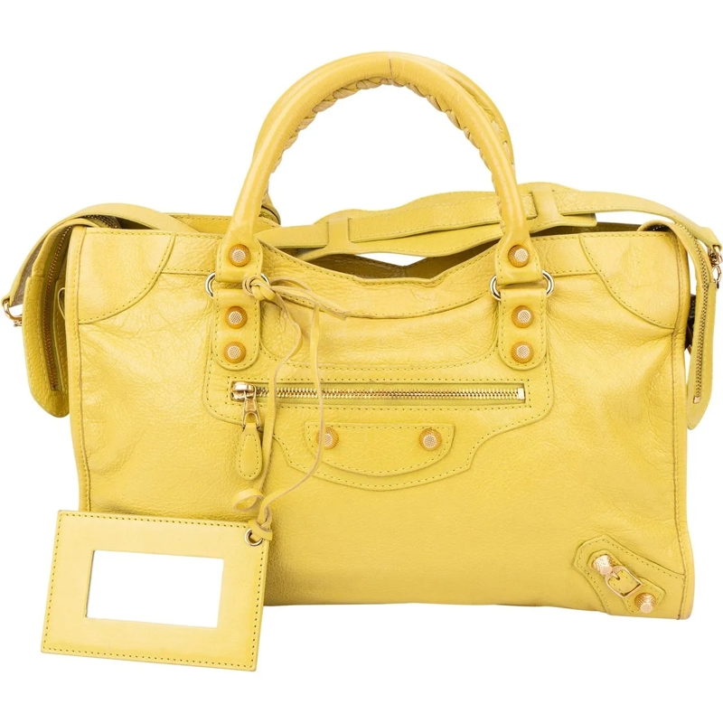 Balenciaga Schultertasche Balenciaga Yellow Leather City Handbag gelb