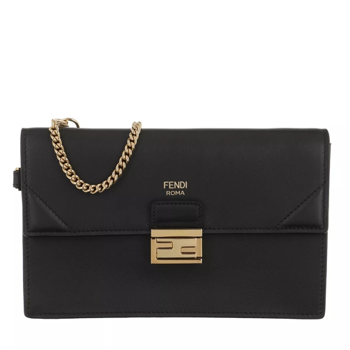 Fendi Horizontal Chain Crossbody Bag Leather Black/Gold Envelope Bag