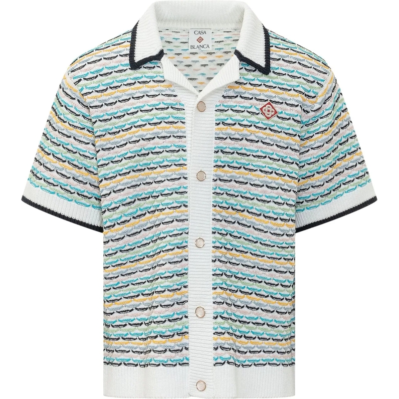 Casablanca Legeres Oberteil Camicia Tuck Stitch a Maniche Corte weiß