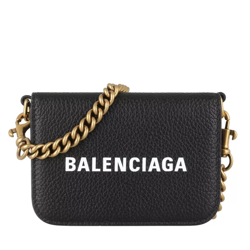 Balenciaga Logo Wallet On Chain Leather Black/White Portemonnee Aan Een Ketting