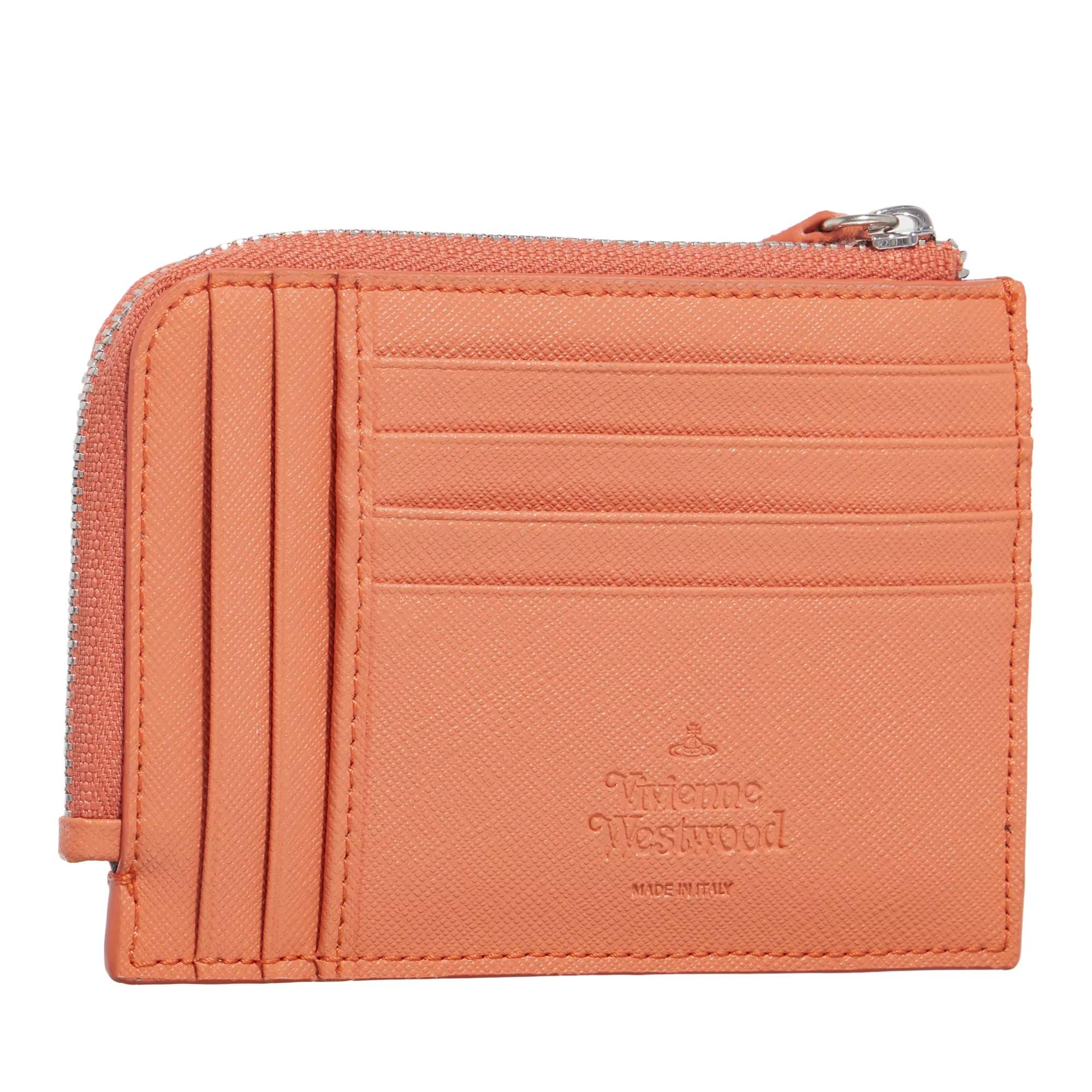 Saffiano Card Holder Zip Orange Card Case