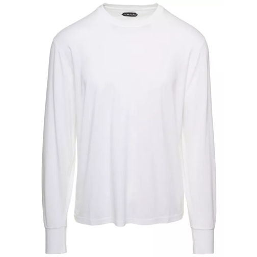 Tom Ford White Long-Sleeved Basic T-Shirt With Cuffs In Lyo White 