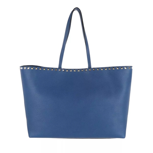 Valentino Garavani Rockstud Studded Shopping Bag Leather Blu Delft Shopping Bag