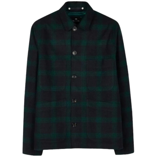 Paul Smith  Veste Worker Carreaux Vert Bleu M2R 478Y N22204 38 mehrfarbig