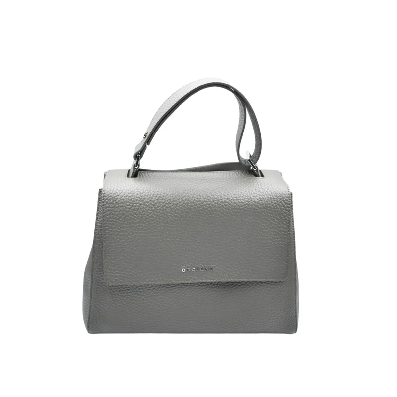 Orciani Sac à bandoulière Medium Grey Hammered Leather Shoulder Bag Grey