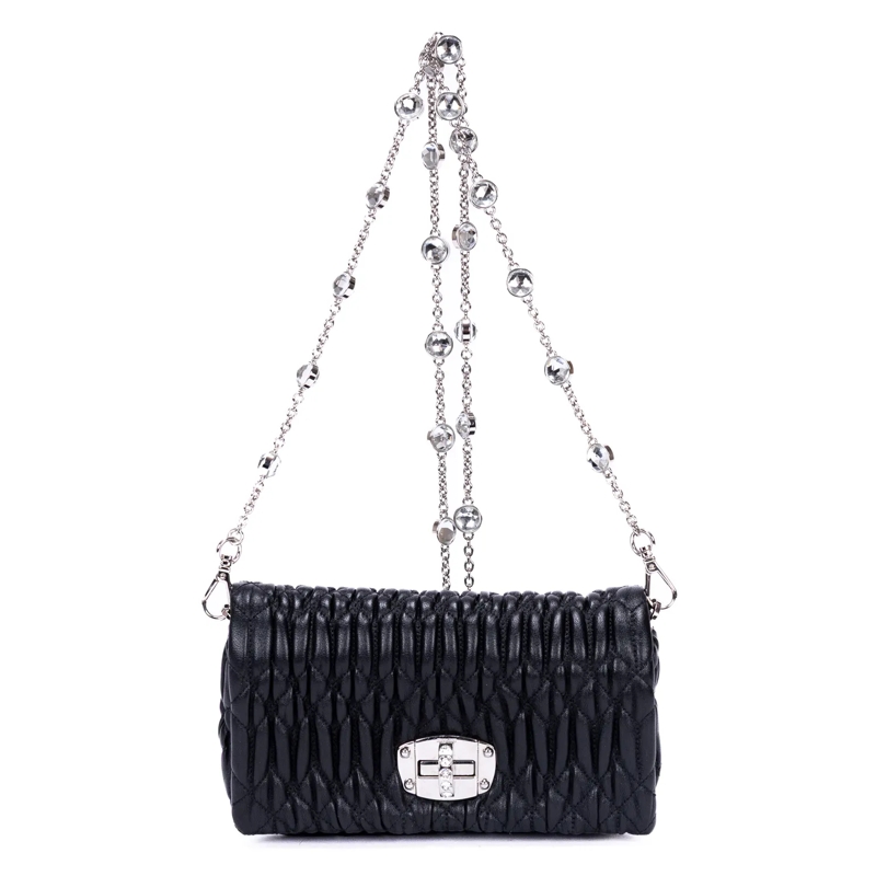 Miu Miu Crossbody Bag Crystal Cloqué Mini schwarz