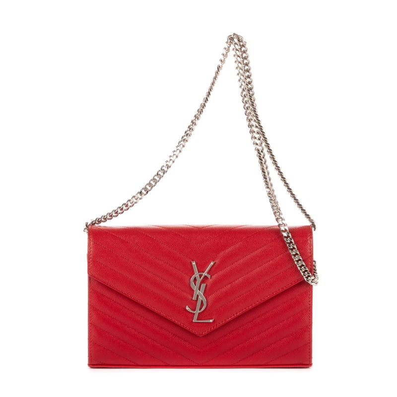 Saint Laurent Crossbody Bag Wallet on Chain dunkelrot