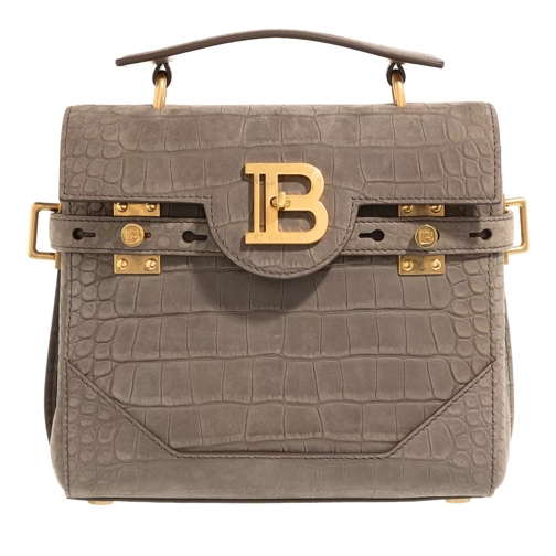 Balmain B-Buzz 23 Bag Crocodile Effect Embossed Leather Taupe Sac à bandoulière