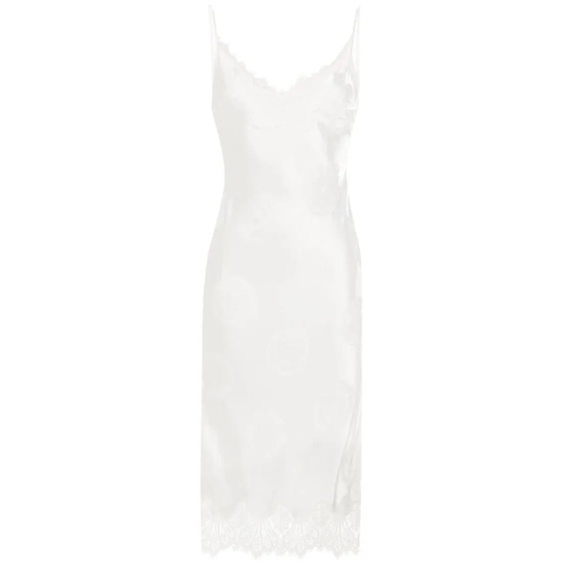 Coperni Midi-jurk Floral-Patterned Jacquard Midi Dress White