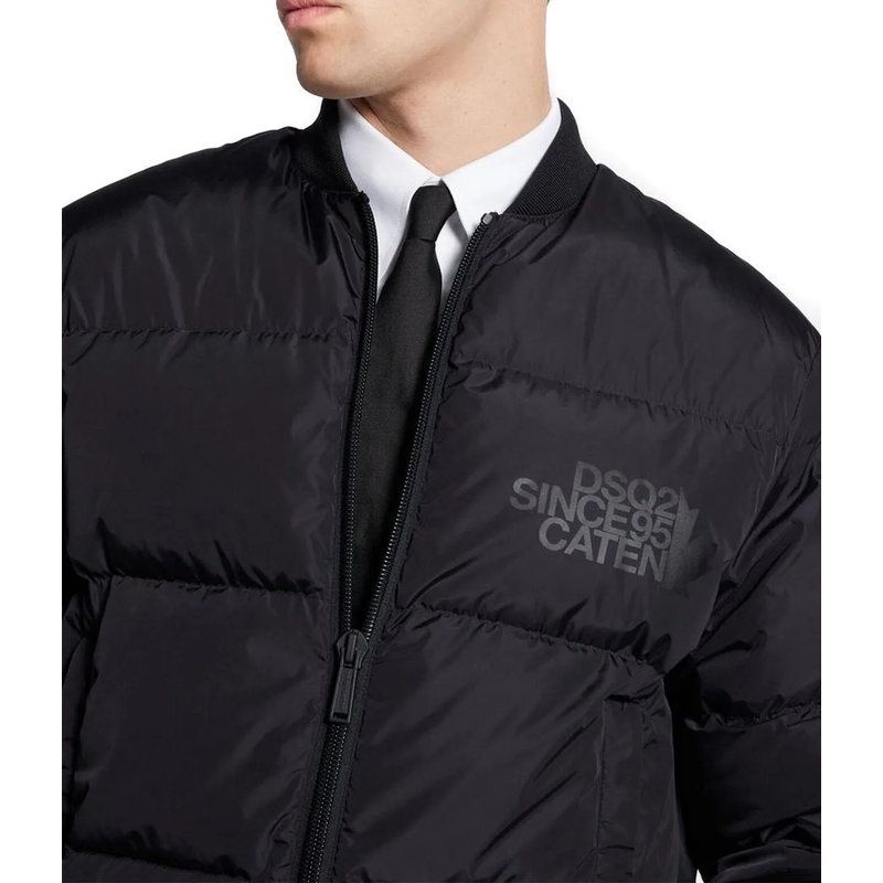 Dsquared2 Daunenjacke Classic Black Puffer Bomber Jacket With Ribbed Cuf Black(Image 12)