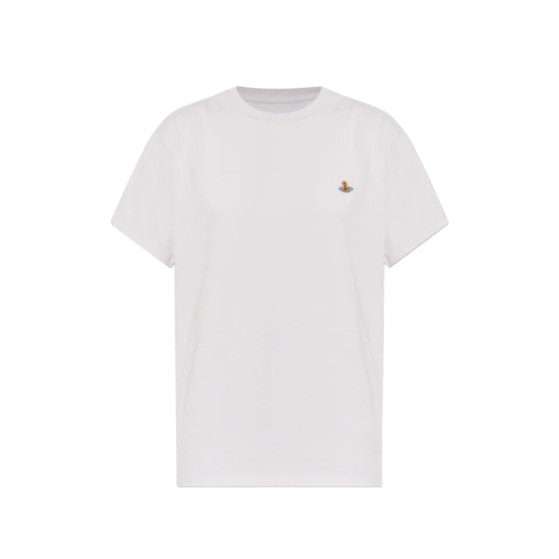 Vivienne Westwood T-shirt Embroidered Detail Round Neck Short Sleeve Top White