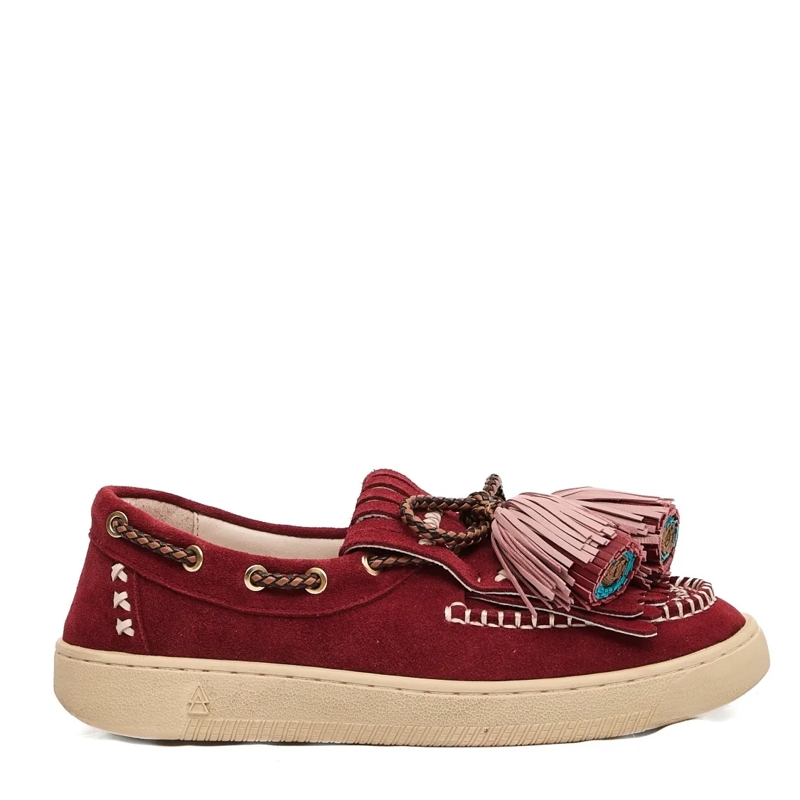 Elena Iachi Ballerinas Red Suede Moccasin Red