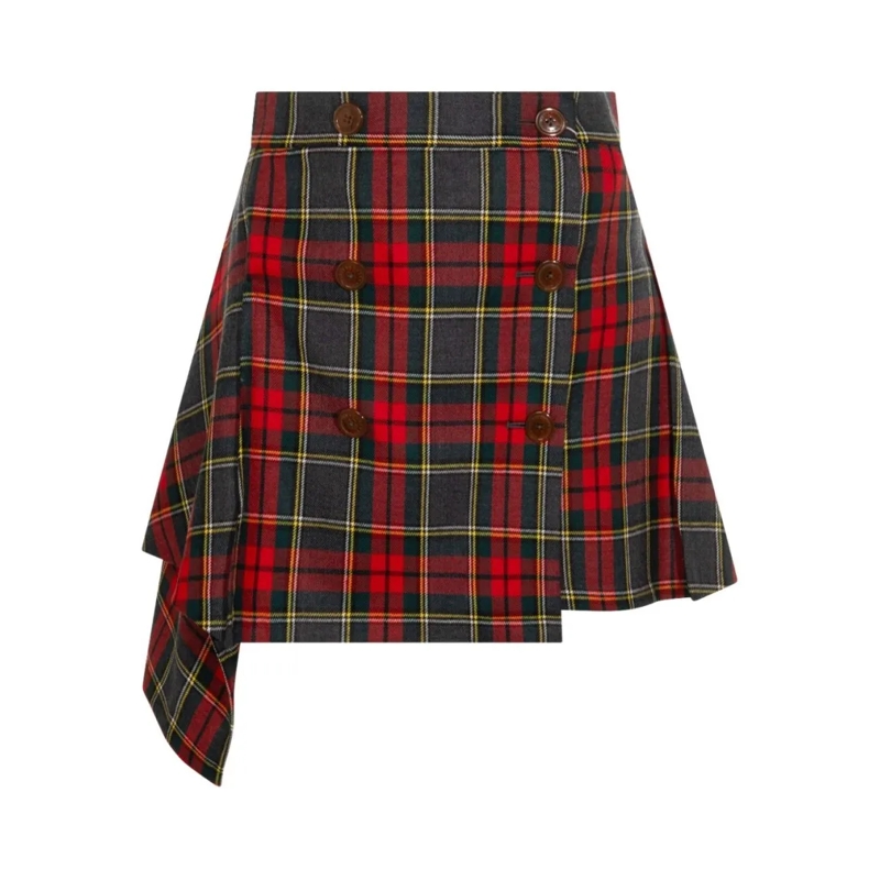 Vivienne Westwood Minirok Asymmetric Wrap Skirt With Check Pattern And Butto Red