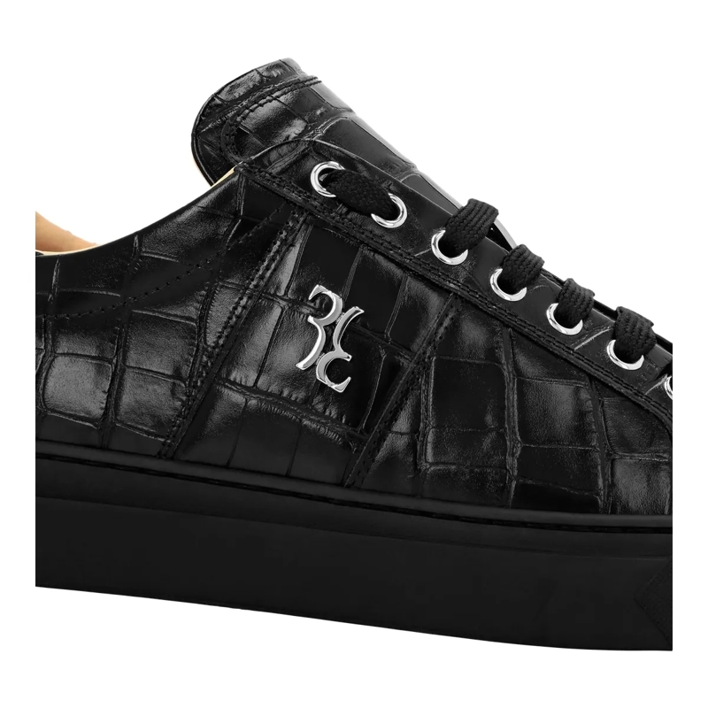 BILLIONAIRE Low-Top-Sneaker Lo-Top Turnschuhe Cocco Crocco Geprägt schwarz(Image 4)