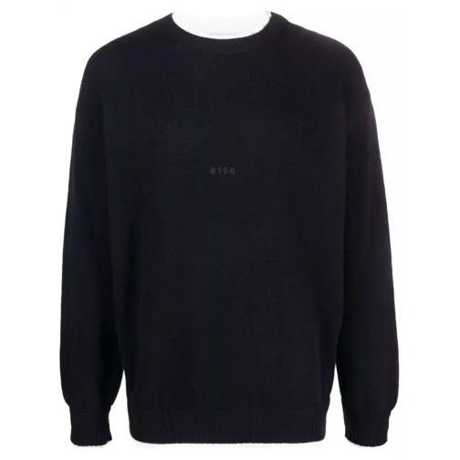 MSGM  Contrast-Trim Crew-Neck Jumper Black