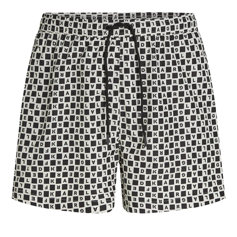 Karl Lagerfeld  Boardshorts mit Schachbrettmuster Bikini-Hose schwarz