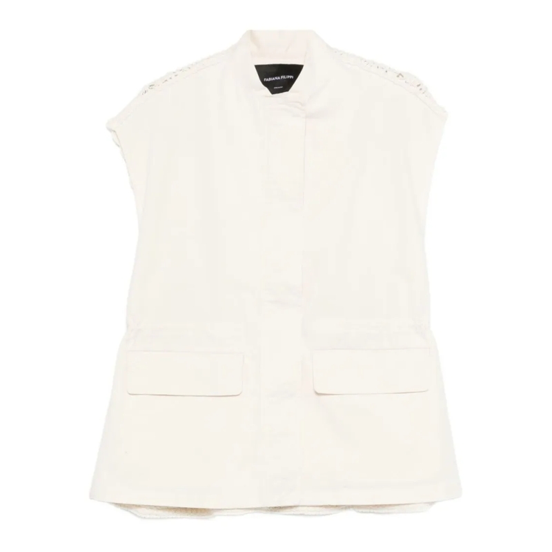 Fabiana Filippi Winterjas Sleeveless Short Coat White