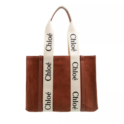 Chloé Woody Tote Bag Sepia Brown Rymlig shoppingväska