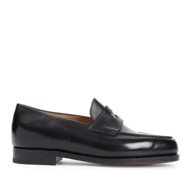 John Lobb Loafers & Ballerinas - Lopez Black Calf Leather Loafers - Gr. 10 - in Schwarz - für Damen