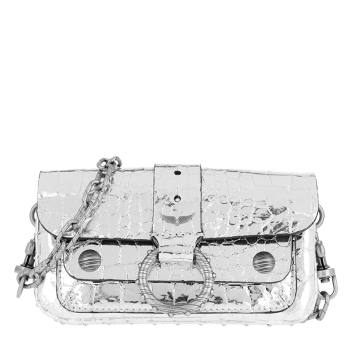 Zadig & Voltaire Kate Wallet Crossbody Bag Embossed Croco Silver Borsetta a tracolla