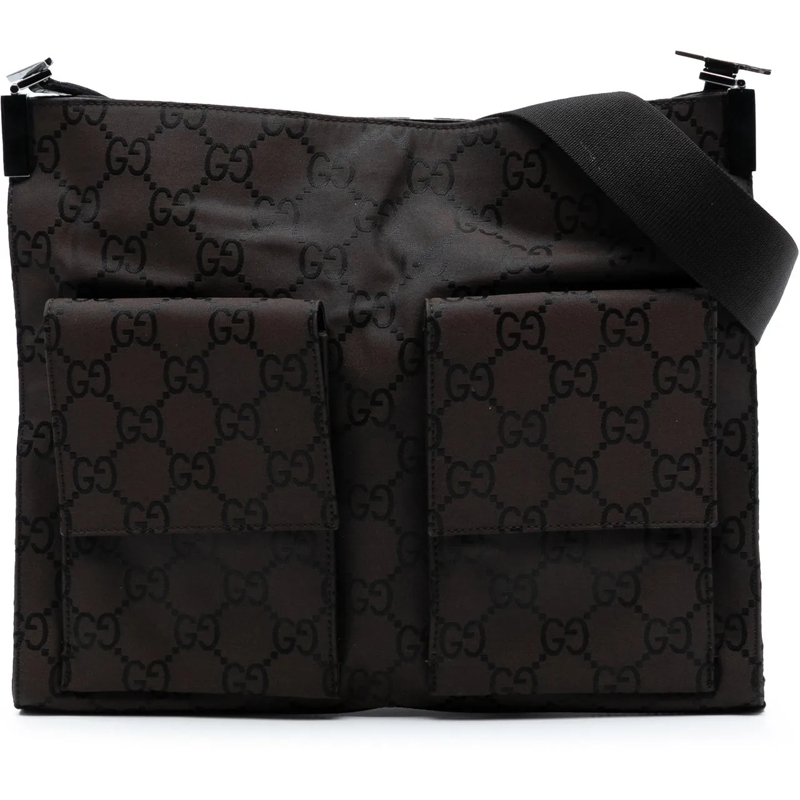 Gucci Schultertasche GG Nylon Double Pocket Crossbody braun