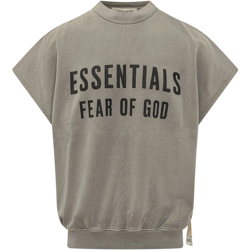 FEAR OF GOD  Felpa con Maniche Corte e Lettering taupe
