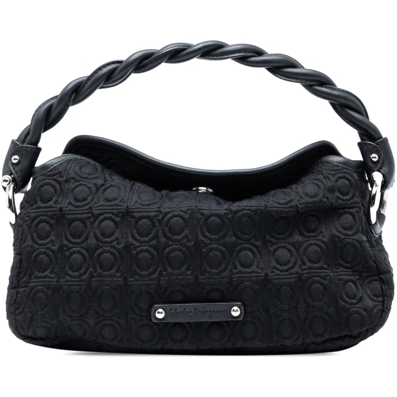 Salvatore Ferragamo Tote Gancini Canvas Handbag schwarz