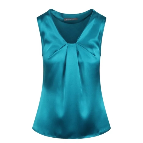 Alberta Ferretti Satin Top Blue 