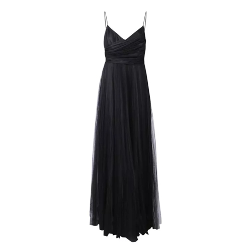 Fabiana Filippi Pleated Tulle Long Black Dress Black Kleider