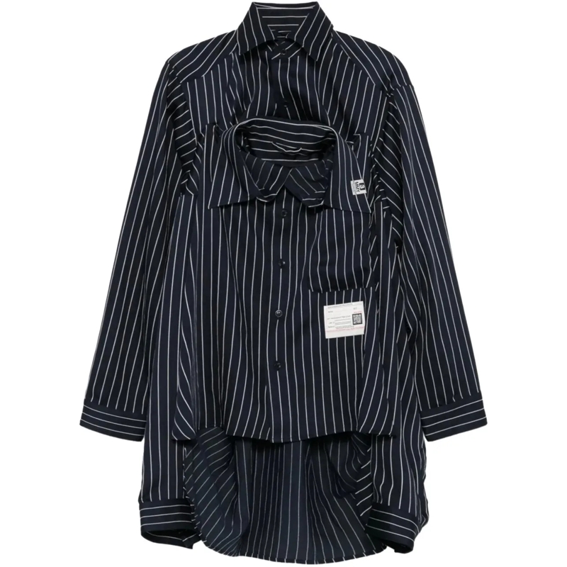 Maison Mihara Yasuhiro T-shirt Shawl Layered Shirt Navy blau