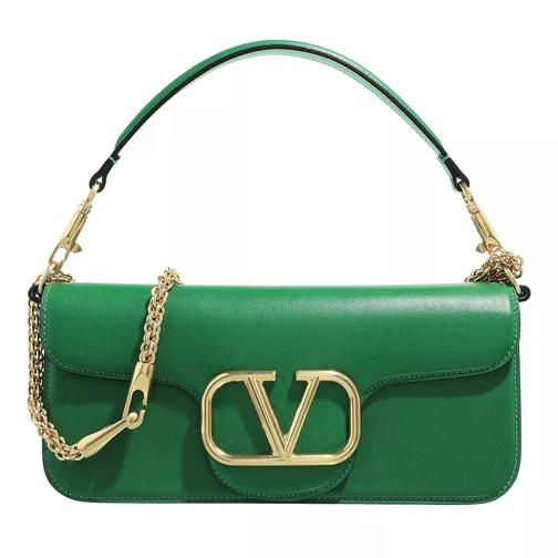Valentino Garavani V-Logo Foldover Shoulder Bag Green Axelremsväska