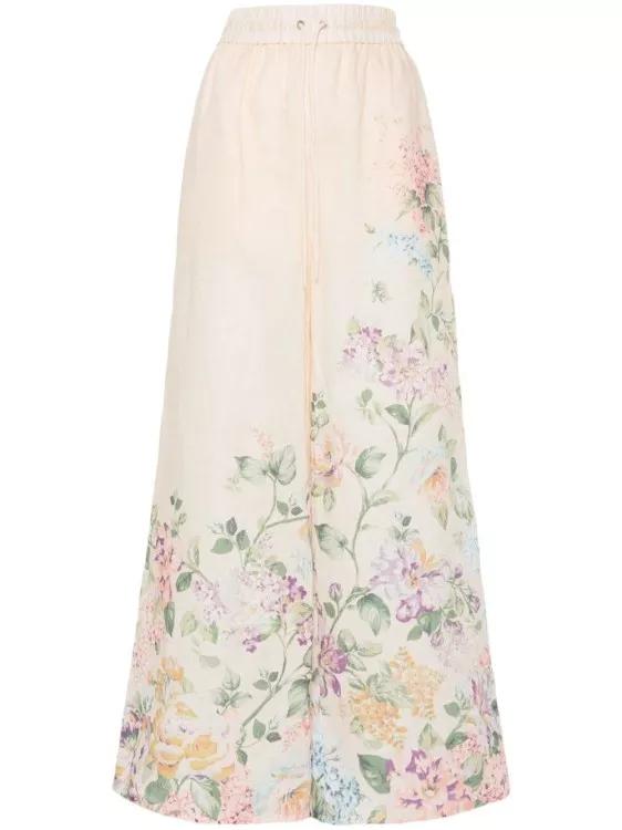 Zimmermann - Halliday Floral-Print Palazzo Trousers - Größe 3 - multi